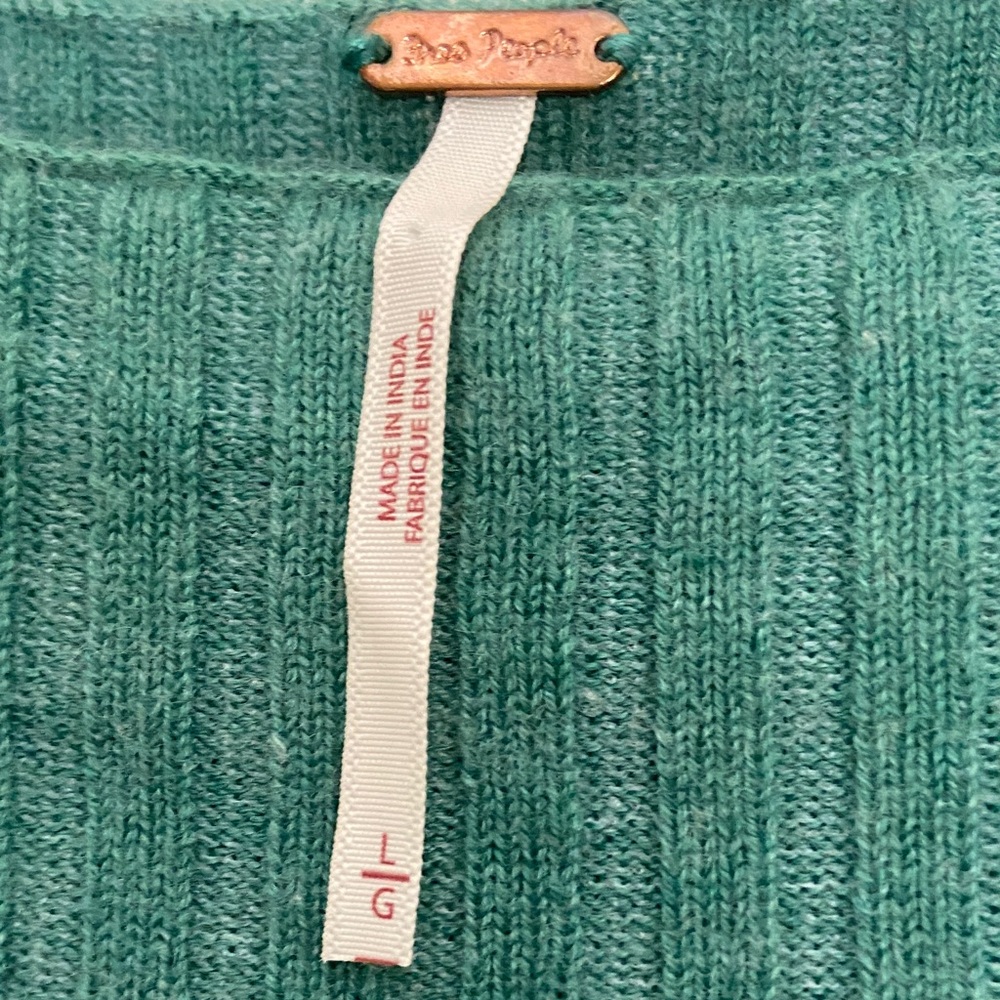 Free People Madeline Off The Shoulder Sweater Size Large in Green - Picture 5 of 9